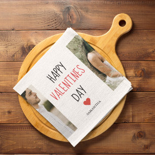 Two Photos   Happy Valentines Day   Couple Gift Tea Towel