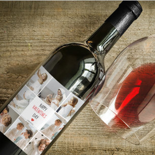 Two Photos Happy Valentines Day Couple Gift Wine Label