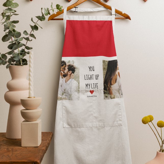 Two Photos | Happy Valentines Day | Romantic Quote Apron (Creator Uploaded)