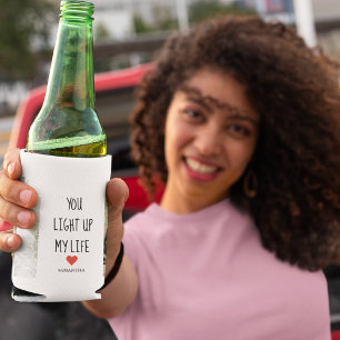 Two Photos Happy Valentines Day Romantic Quote Can Cooler