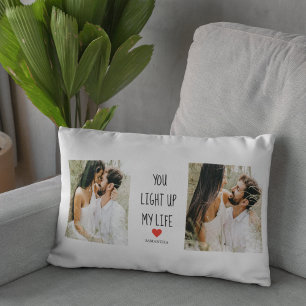 Two Photos   Happy Valentines Day   Romantic Quote Lumbar Cushion
