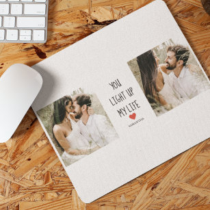 Two Photos   Happy Valentines Day   Romantic Quote Mouse Pad