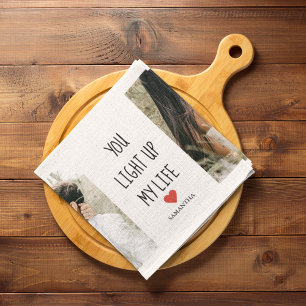 Two Photos   Happy Valentines Day   Romantic Quote Tea Towel