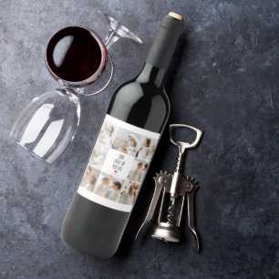 Two Photos Happy Valentines Day Romantic Quote Wine Label