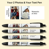 TWO Photos, Name Date, your Text on White, Black
