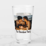 TWO Photos Personalised 16oz Pint Glass<br><div class="desc">Custom pint glass featuring your photos with personalised name or message on decorative serif typography on both sides! Test it out to see how it looks on this page! Upload your photos and edit the text by clicking "Personalise". Made with top quality Libbey barware. 16 ounces.</div>