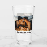 Two Photos Personalised Custom 16oz Pint Glass<br><div class="desc">Custom pint glass featuring your photos with personalised name or message on both sides! Test it out to see how it looks on this page! Upload your photos and edit the text by clicking "Personalise". Made with top quality Libbey barware. 16 ounces.</div>