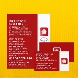 Two Pin Power Socket, Electrician Advertising Flyer