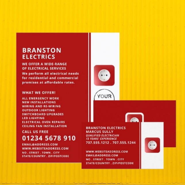 Two Pin Power Socket, Electrician Advertising Flyer (Creator Uploaded)