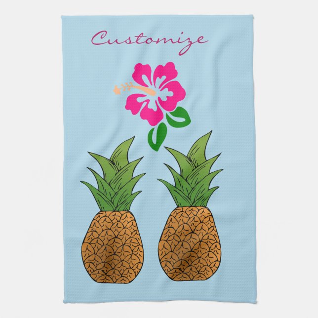 Two Pineapples Thunder_Cove  Tea Towel (Vertical)