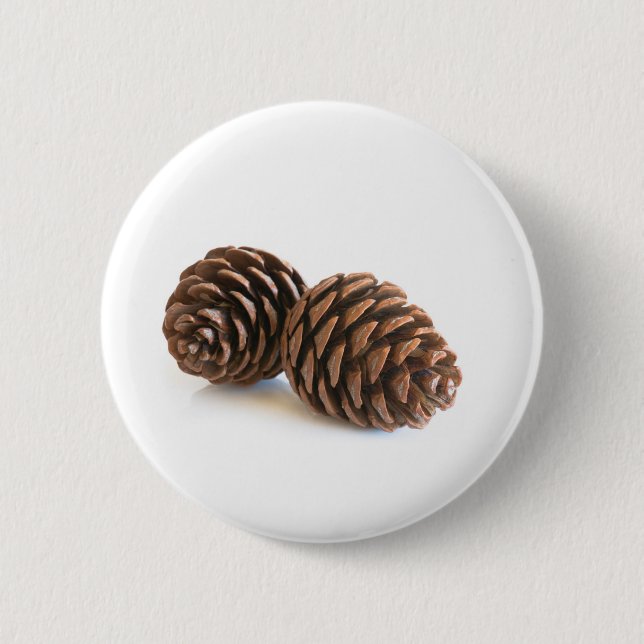 Two pinecones 6 cm round badge (Front)
