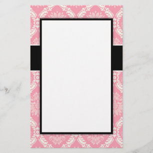 two pink and cream elegant pastel soft damask stationery