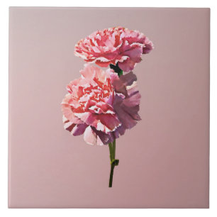 Two Pink Carnations Ceramic Tile