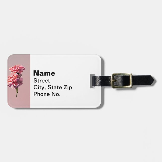 Two Pink Carnations Luggage Tag (Front Horizontal)