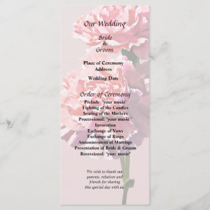 Two Pink Carnations Wedding Program