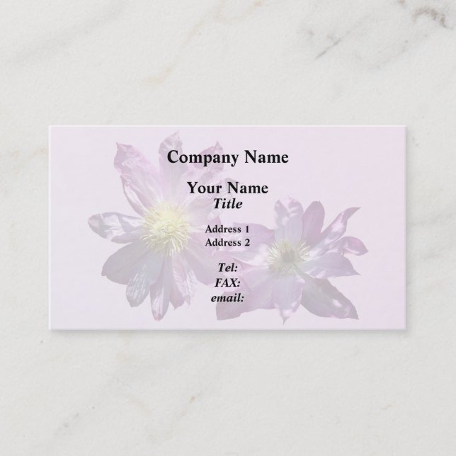 Two Pink Clematis Business Card (Front)