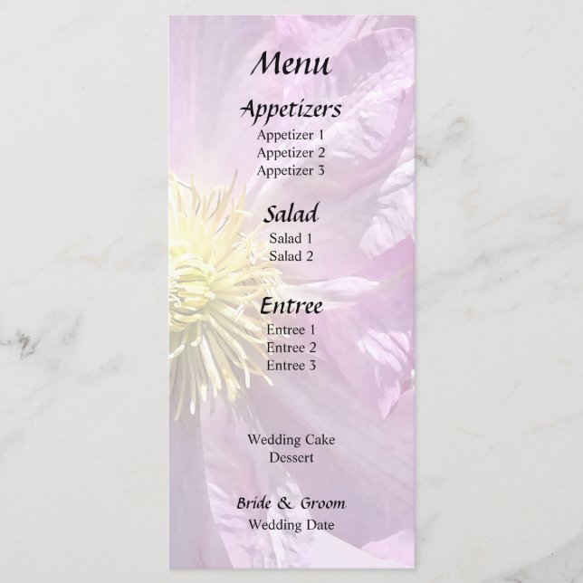 Two Pink Clematis Menu (Front)