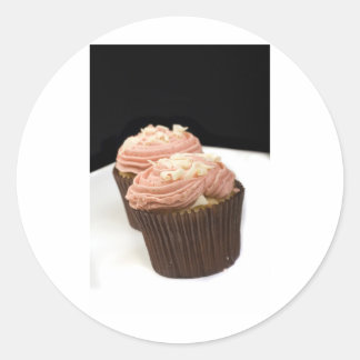 two pink cupcakes classic round sticker