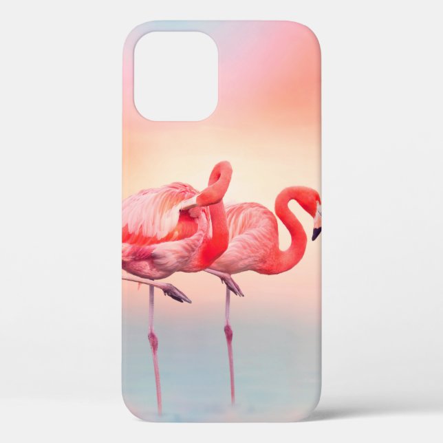 Two Pink flamingos in the water at sunsetflamingo, Case-Mate iPhone Case (Back)