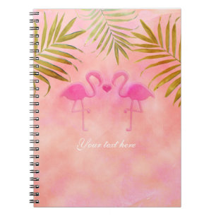 Two Pink Flamingos Tropical Beach Notebook