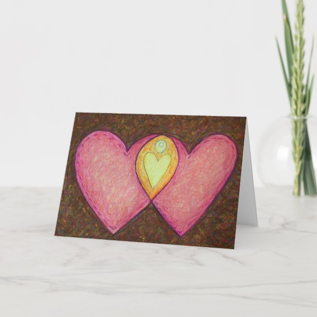 Two Pink Hearts Card (Front)