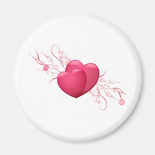 Two Pink Hearts Magnet (Front)