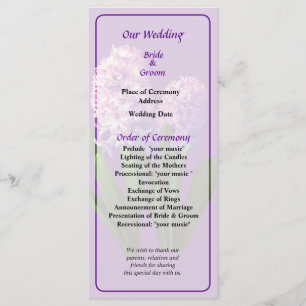 Two Pink Hyacinths Wedding Program