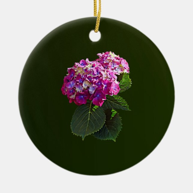 Two Pink Hydrangea Ceramic Ornament (Front)