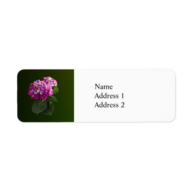 Two Pink Hydrangea Return Address Label (Front)