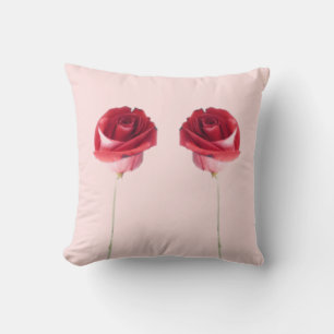 Two Pink Red Roses Cushion