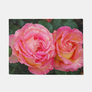 Two pink roses doormat