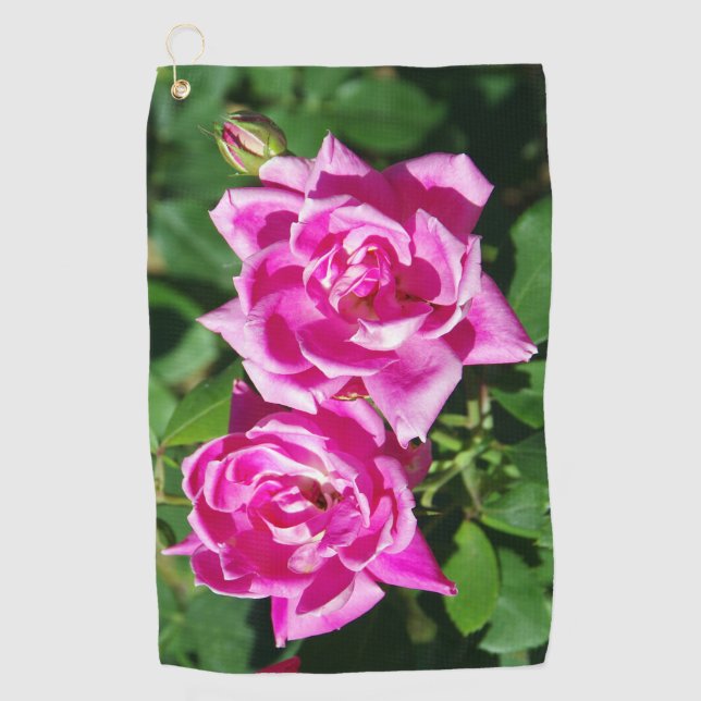Two Pink Roses golf towel (Front)