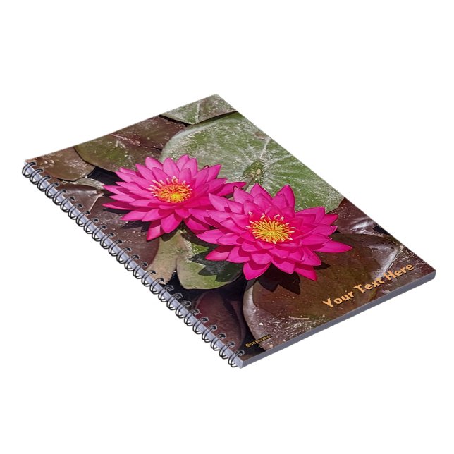 Two Pink Water Lilies Notebook (Right Side)