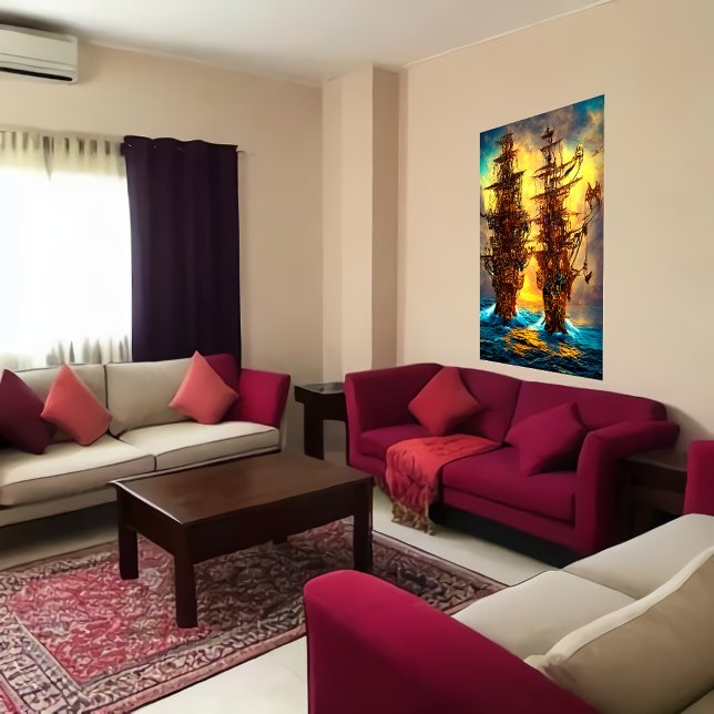 Two pirate ship on the sea | AI Art Poster (Creator Uploaded)