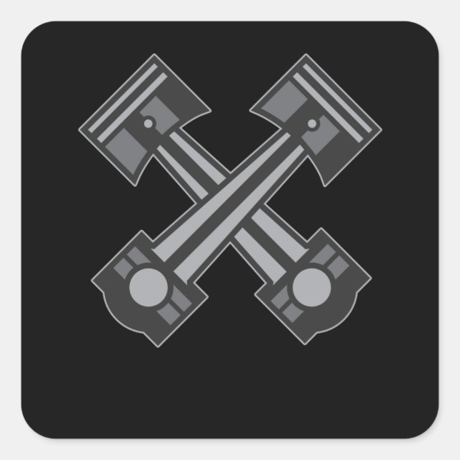 Two Pistons Car Engineering Gift Square Sticker (Front)