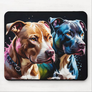 Two Pit Bulls portrait  Mouse Pad