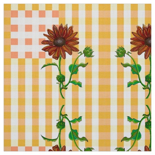 Two Plaid Sunflower Fabric (Swatch)
