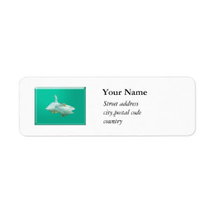 two playful happy geese in colour background return address label
