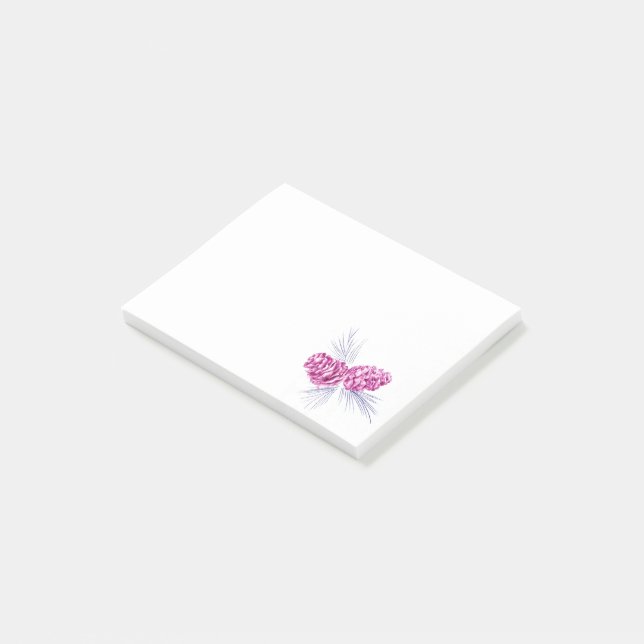 Two plum pine cones drawing art post it notes (Angled)