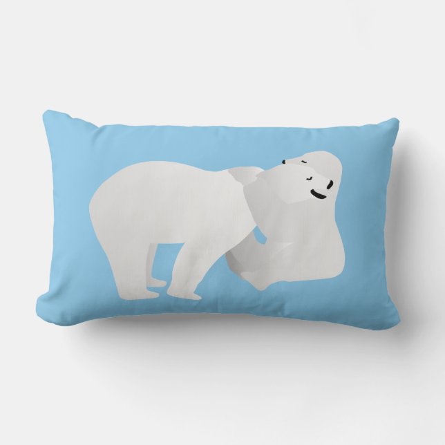 Two polar bears lumbar cushion (Front)