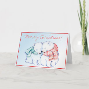 Two Polar Bears Merry Christmas Greeting Card
