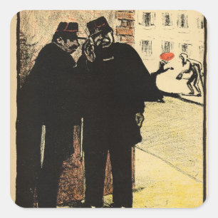 Two policemen hide from the Commissioner's wife Square Sticker