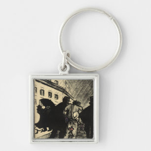 Two policemen take away a tramp dressed in rags key ring