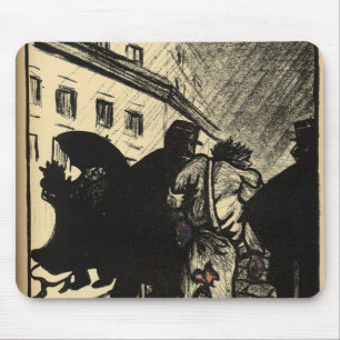 Two policemen take away a tramp dressed in rags mouse pad