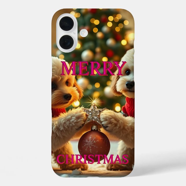 TWO POODLES CELEBRATING CHRISTMAS Case-Mate iPhone CASE (Back)