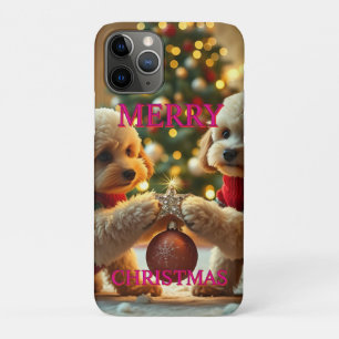 TWO POODLES CELEBRATING CHRISTMAS iPhone 11 PRO CASE