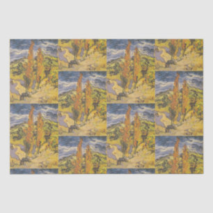 Two Poplars in the Alpilles by Vincent Van Gogh Tissue Paper