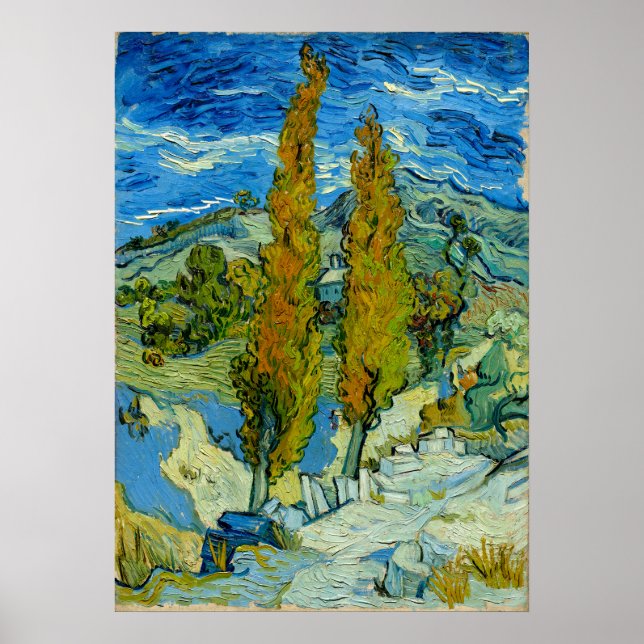 Two Poplars in the Alpilles  -  Vincent van Gogh Poster (Front)