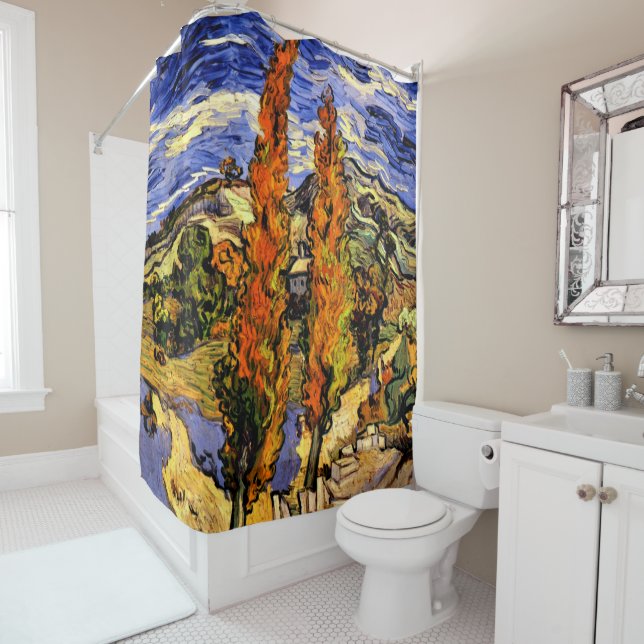 Two Poplars on a Hill Shower Curtain (In Situ)