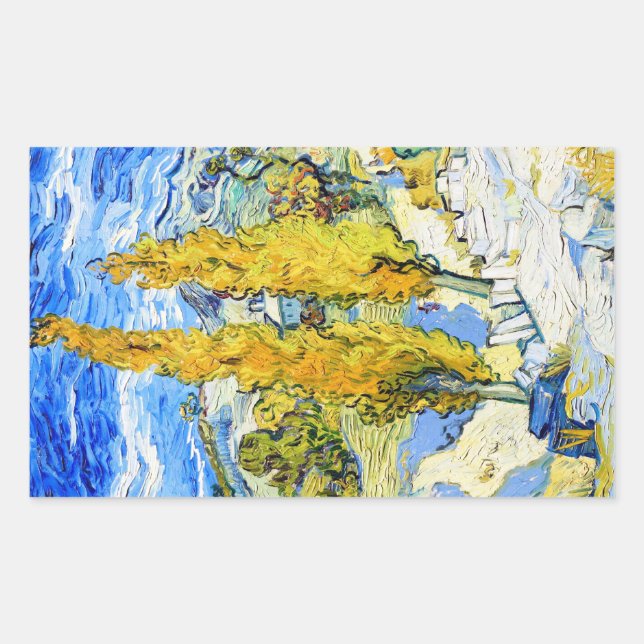 Two Poplars on a Hill Vincent van Gogh Rectangular Sticker (Front)